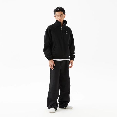 FMACM 24AW Half-zip stand-up collar loose silhouette simple versatile padded sweater