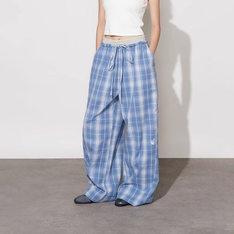 FMACM Contrast Waistband Checkered Trousers