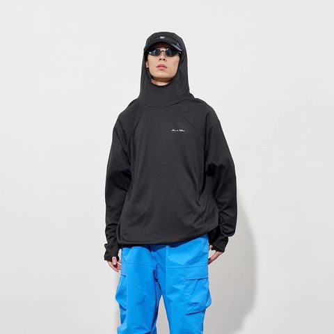 FMACM Interlock Arc-Pattern Hooded Quick-Dry Long-Sleeve T-Shirt