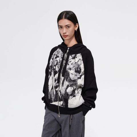 FMACM Black and White Vintage Knit Hoodie