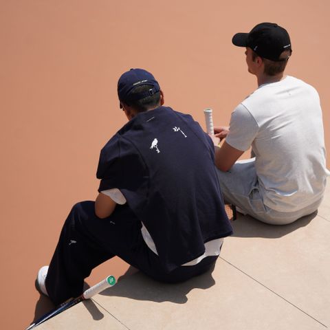 FMACM Hasselblad-inspired diamond-pattern cotton long-sleeved tennis and casual top