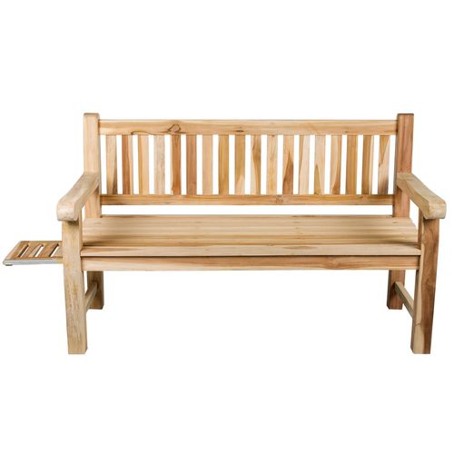 3 Seater Extra-sturdy Teak Garden Bench With Tray