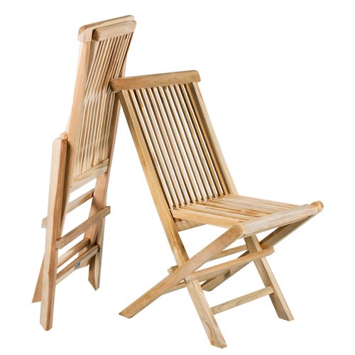 Conjunto de 2 peças, cadeira dobrável de teca, cadeira de jardim, cadeira de madeira