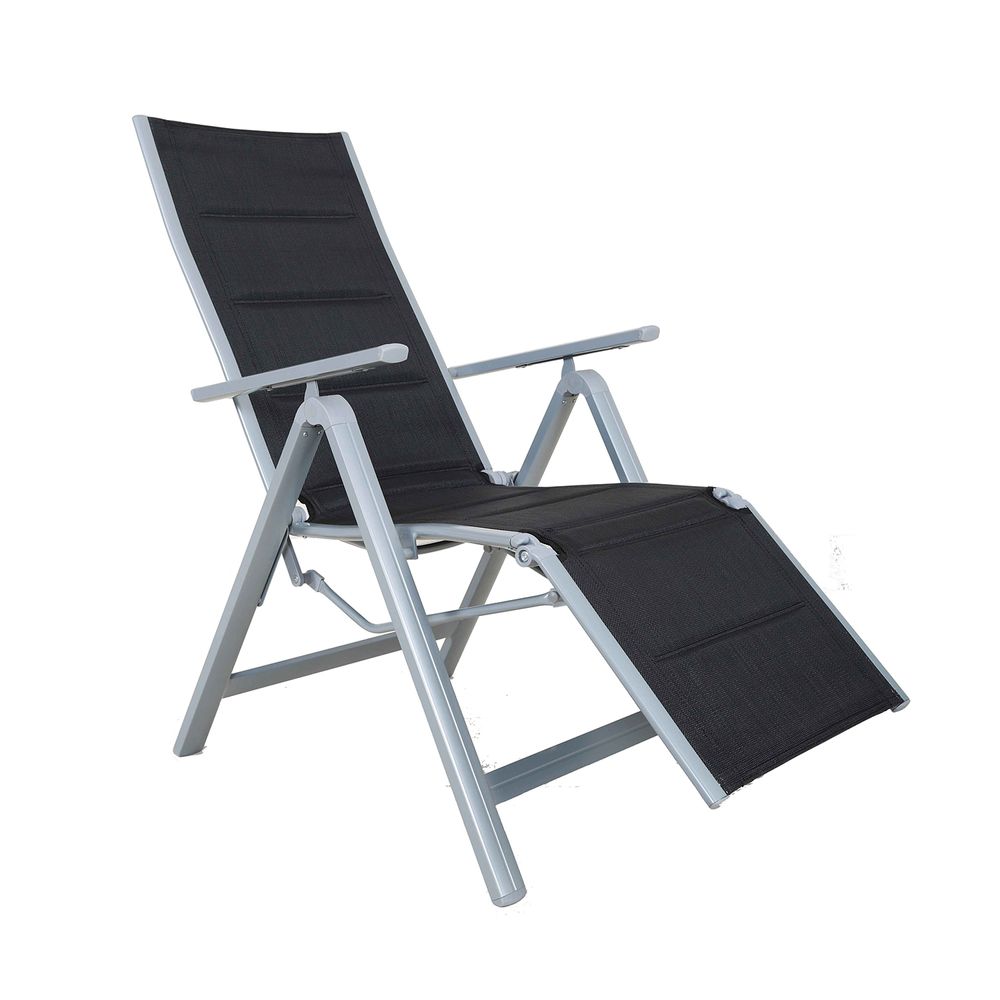 High-Back Folding Camping Chair, Black, Aluminium