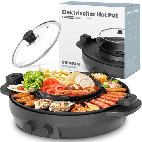 ENFRIFAM 2200W 2-in-1 Electric Hot Pot with Grill