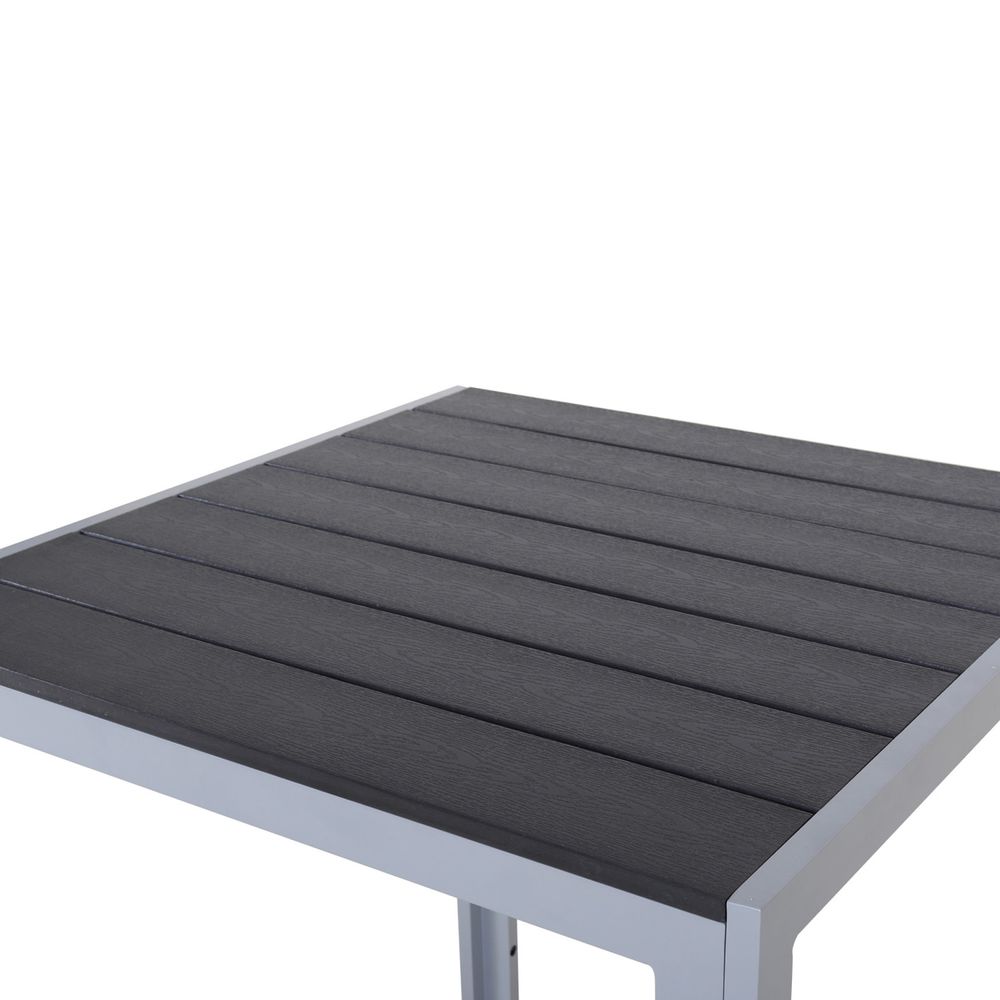 Aluminium Table with Polywood Surface, Silver and Black, 70 x 70 x 75cm