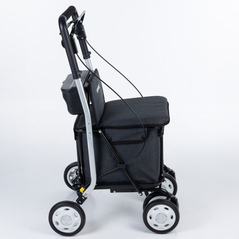 Carlett Shopping Trolley with Seat up to 125 kg, Foldable 29 L Rollator with Seat
