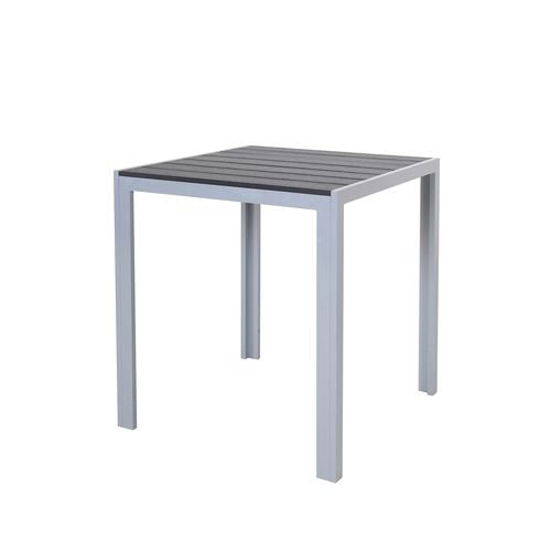 Aluminiumtisch mit Polywood-Oberfläche, Silber und Schwarz, 70 x 70 x 75 cm