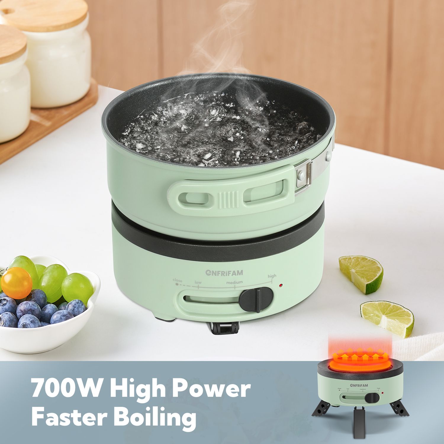 high power electric hot pot 700W, fondue chinoise beilagen