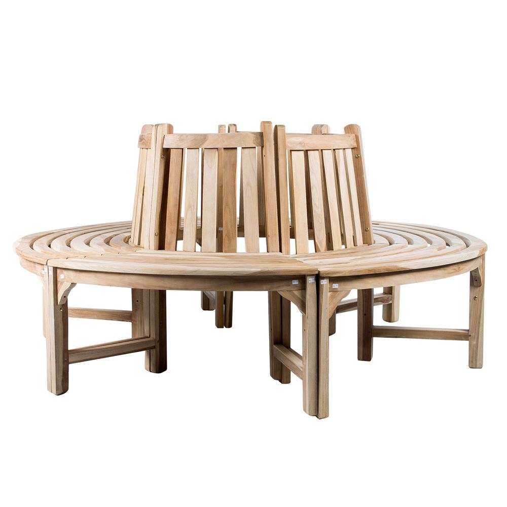 Tree Wooden Bench in Teak with Full Circle Approx. 180cm for Garden