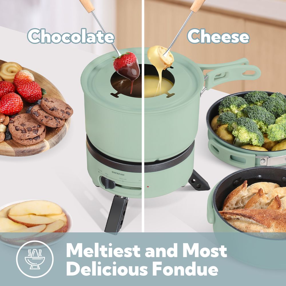 700W Electric Fondue Hotpot Grill-Pan Multifunction Cooker For Travel Office Kitchen Camping