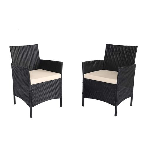 2er Set Gartenstühle Polyrattan, schwarz, ca. 60x62x83cm