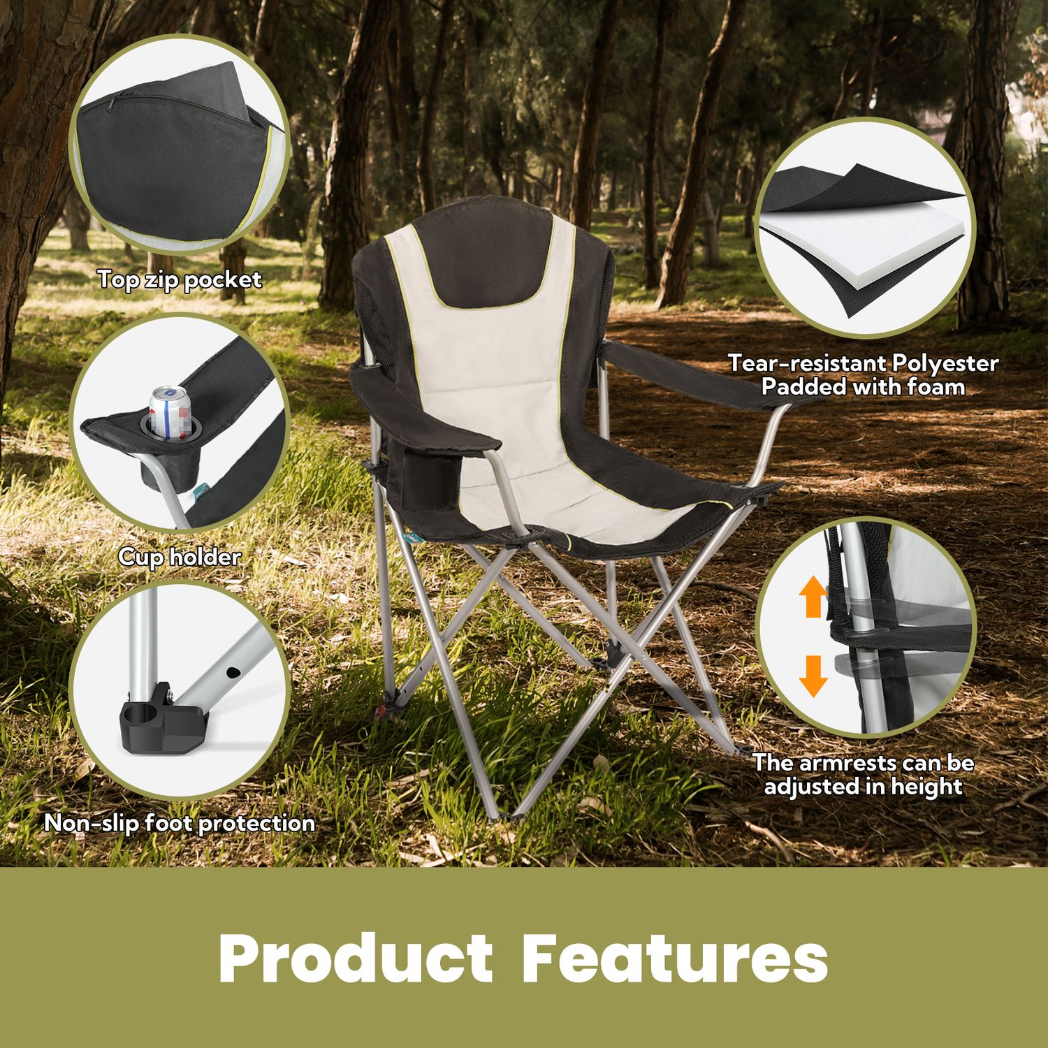 campingstuhl faltbar angelstuhl mit 3-Fach verstellbare Rückenlehne