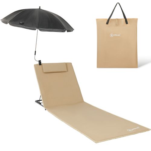 HOMECALL Padded 6-Level Backrest Strandliegen with Umbrella