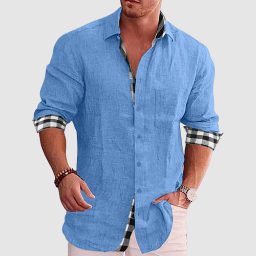 2023 Summer Gentleman Paneled Casual Buttons  Pocket Shirt