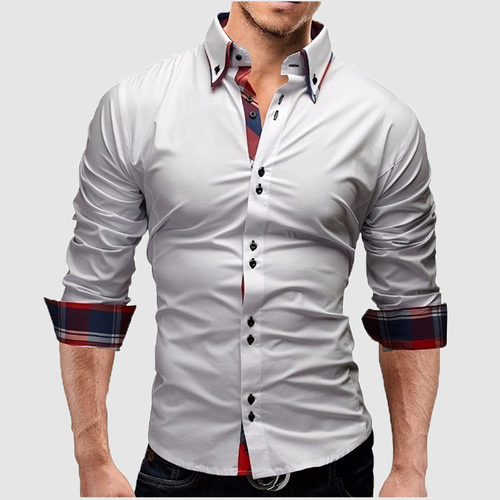 Men's long-sleeved shirt double collar fashion casual shirt