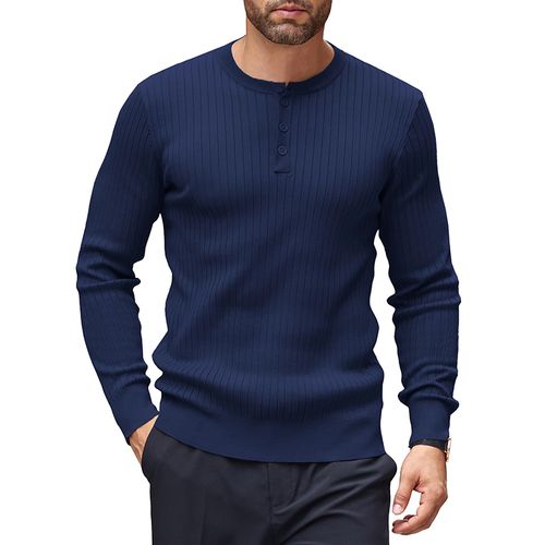 Men’s Knitted Long Sleeve Pullover T-Shirt