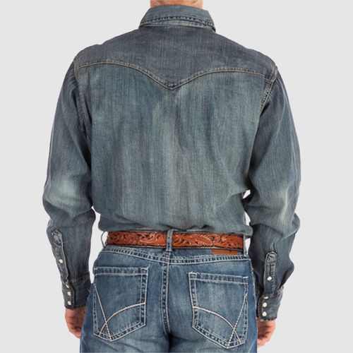 Men's Vintage Western Lapel Pocket Denim Shirt ( NEW )