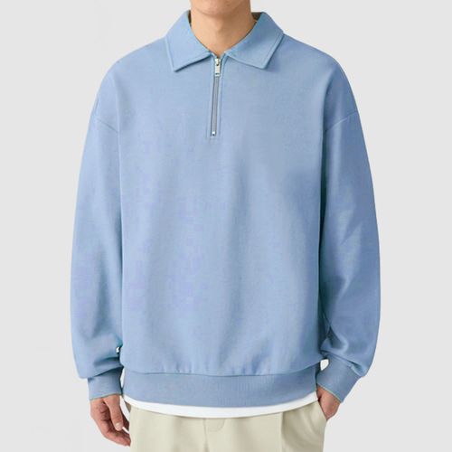 Men's Cashmere Loose Half Zip Pullover Casual Sweatshirt