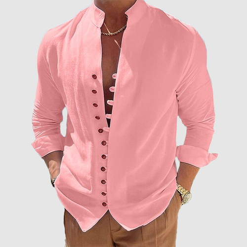 Men's linen button button casual shirt holiday wear