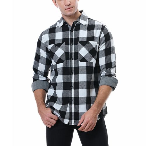 Men's Casual Plaid Cotton Long-Sleeved Shirt