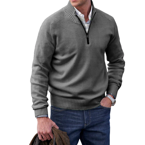 Men's Casual Cashmere Zipper Soild Color Sweater