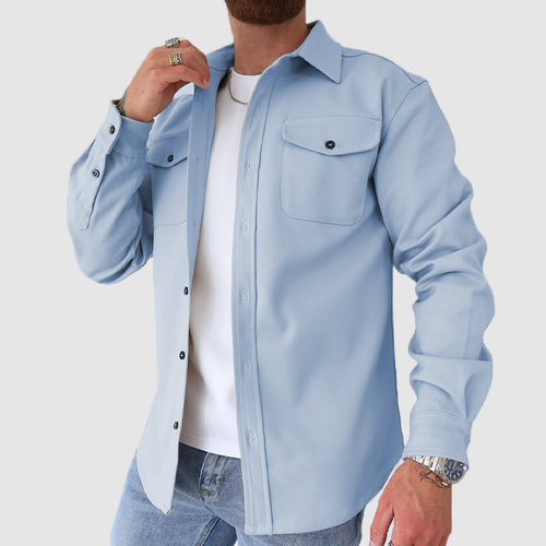 Men's new casual solid color fashion men's shirt and coat