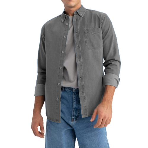 Men's denim style cotton long sleeve shirt