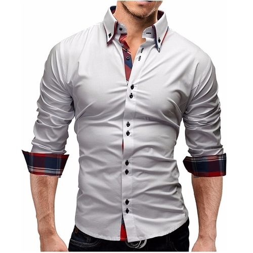 Men's long-sleeved shirt double collar fashion casual shirt