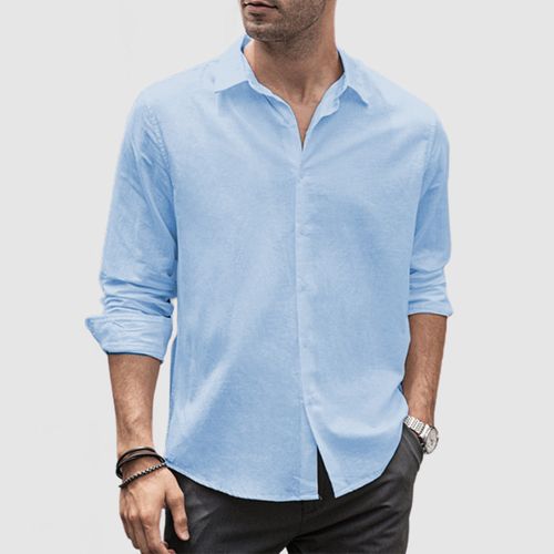 Men's Casual Lapel Cotton Long Sleeve Shirt