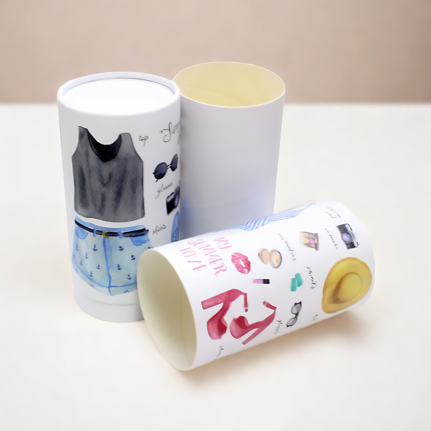 CMYK Printing Clothing Fabrics Cylinder  Paper Materials Packaging Box With Lid