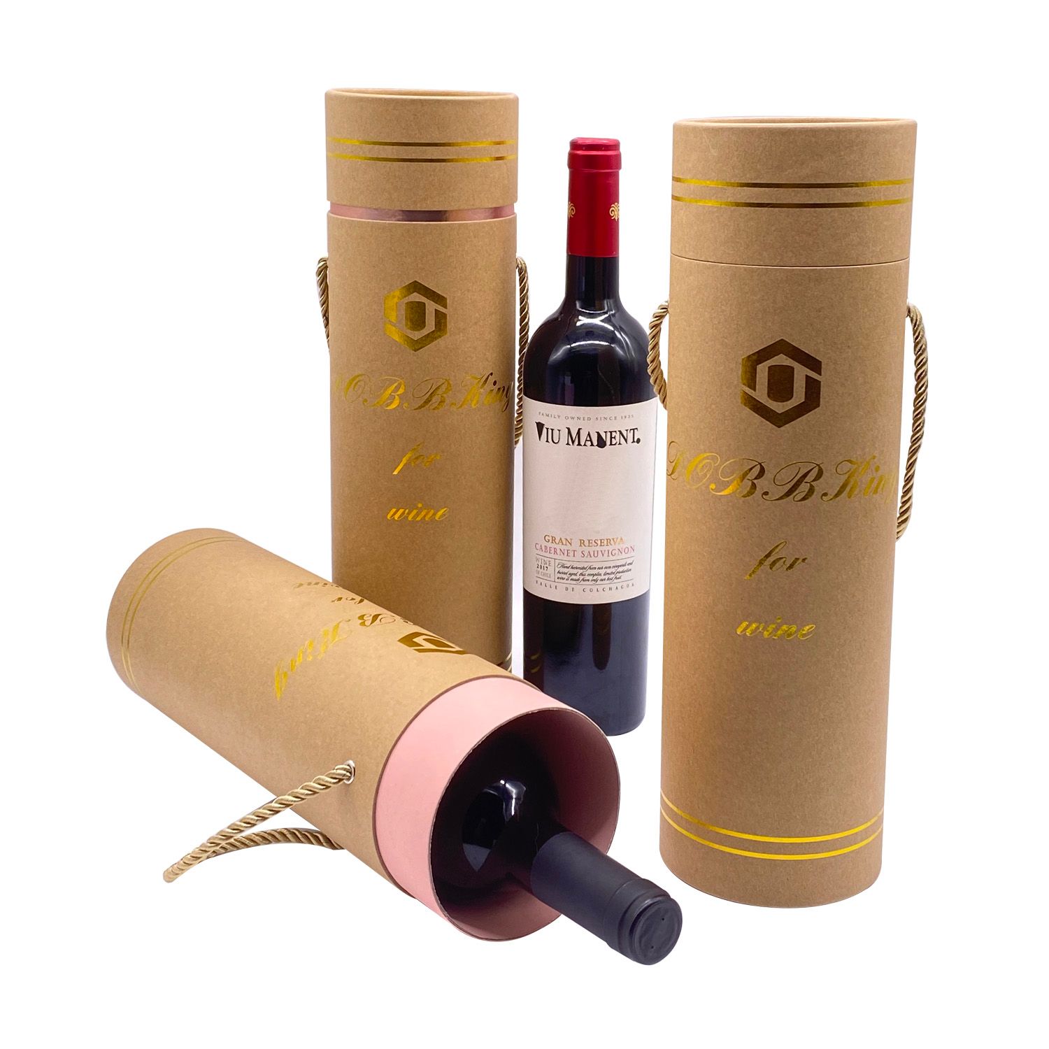 Custom cylinder kraft paper whisky beverage bottle cardboard tube for round wine packaging