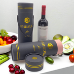 Black Cylinder Cardboard Tube Glass Wine Bottle Box Packaging For Whiskey Olive Oil Wine Bottle