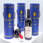 Gold Stamping Cylinder Box Round Shape Wine Bottle Packaging With Rope