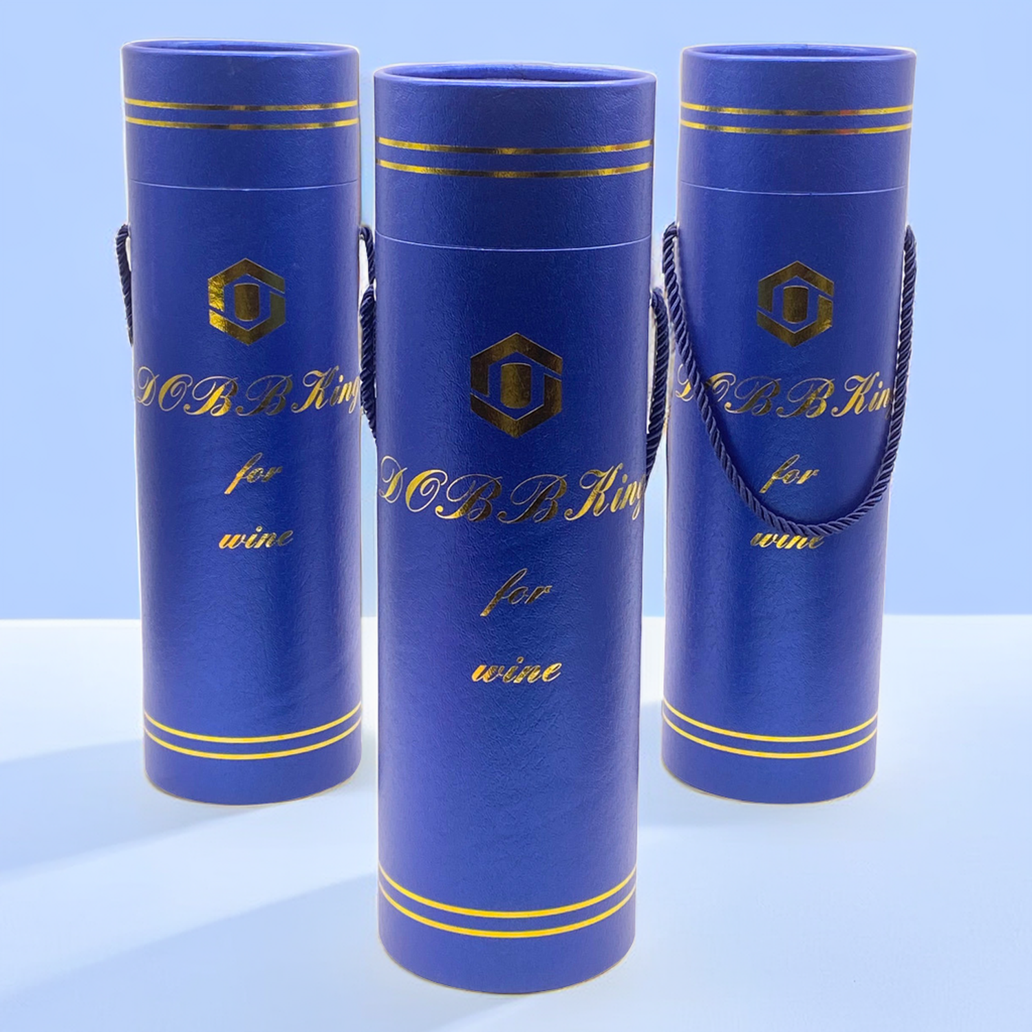 Gold Stamping Cylinder Box Round Shape Wine Bottle Packaging With Rope