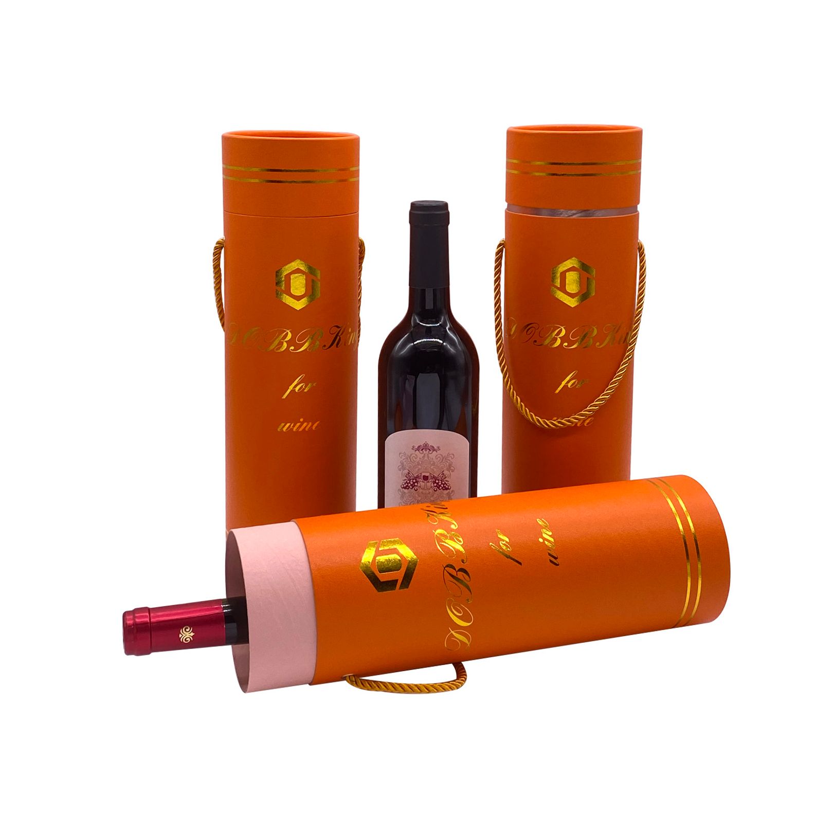 High-End Customized Cardboard Black Wine Bottle Packing Paper Tube