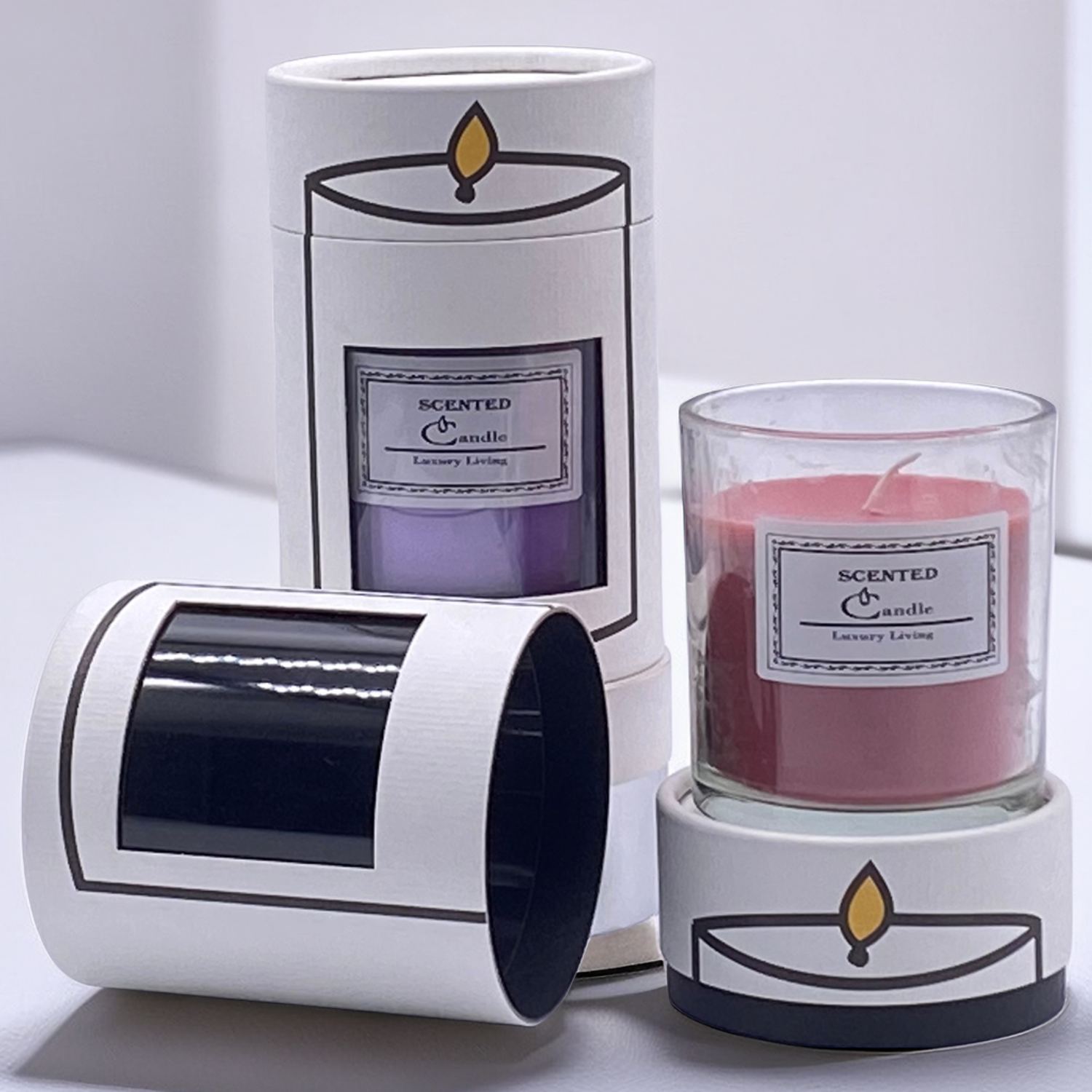 Full Color Custom Printing Round Candle Paper Tube Packaging With Window