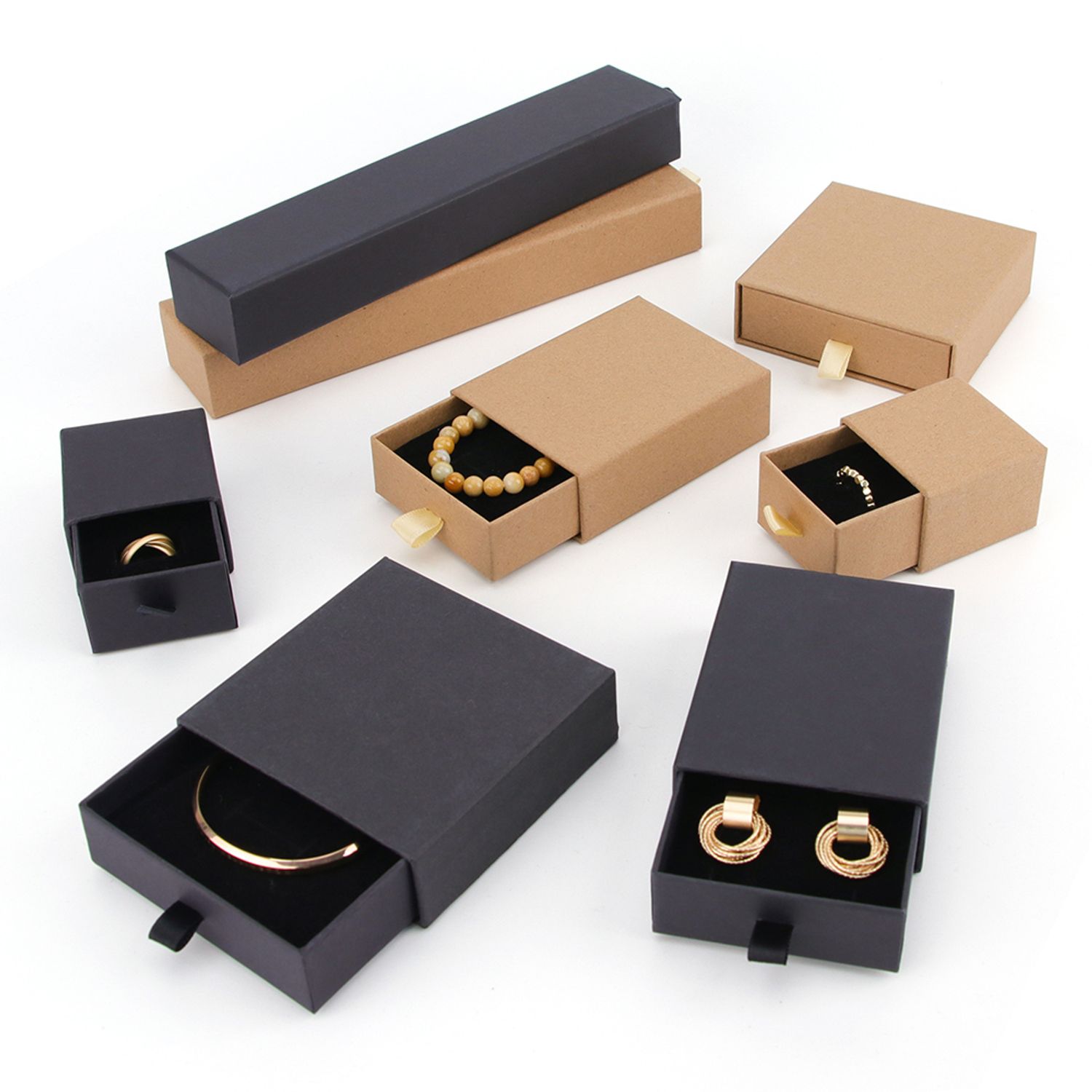 Full Printing Cardboard Drawer Sliding Necklace Earring Bracelet Ring Jewelry Box