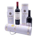 Silver Stamping Embossing Print Kraft Paper Packaging Wine Bottle Tube Box