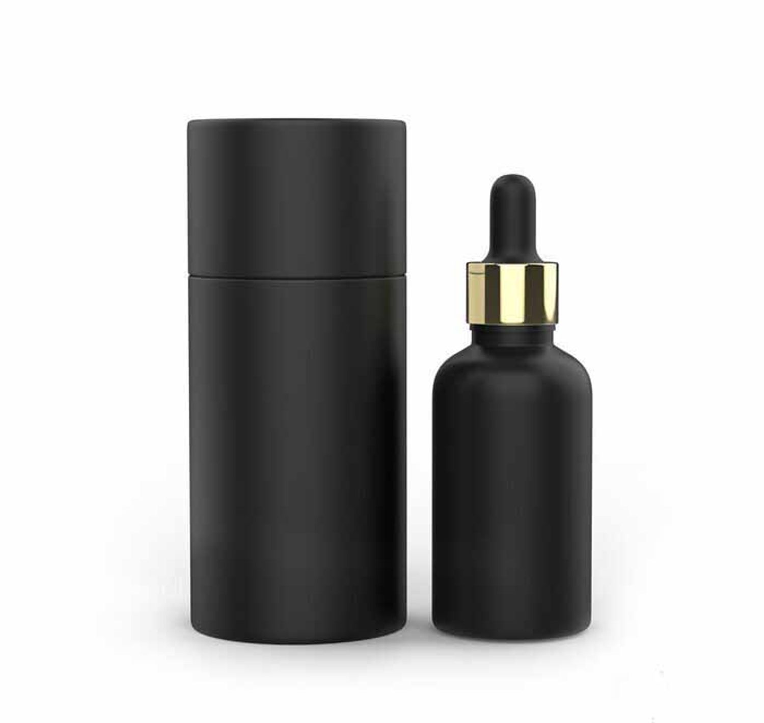 Mattle Black 50Ml 100Ml Perfume Fragrance Cylinder Packaging Round Box Cosmetic Paper Tube  With EVA Insert