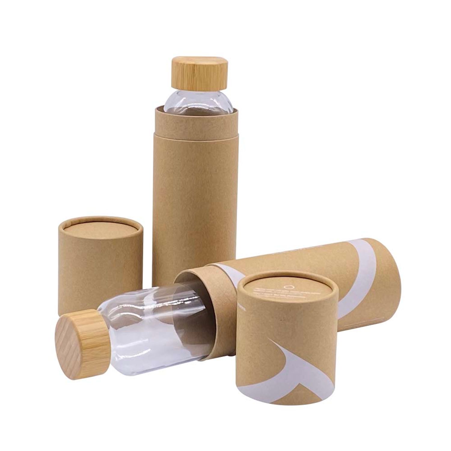 Custom Cylinder Shaped Kraft Paper Glass Bottle Packaging Gift Round Tube