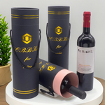 Black Cylinder Cardboard Tube Glass Wine Bottle Box Packaging For Whiskey Olive Oil Wine Bottle