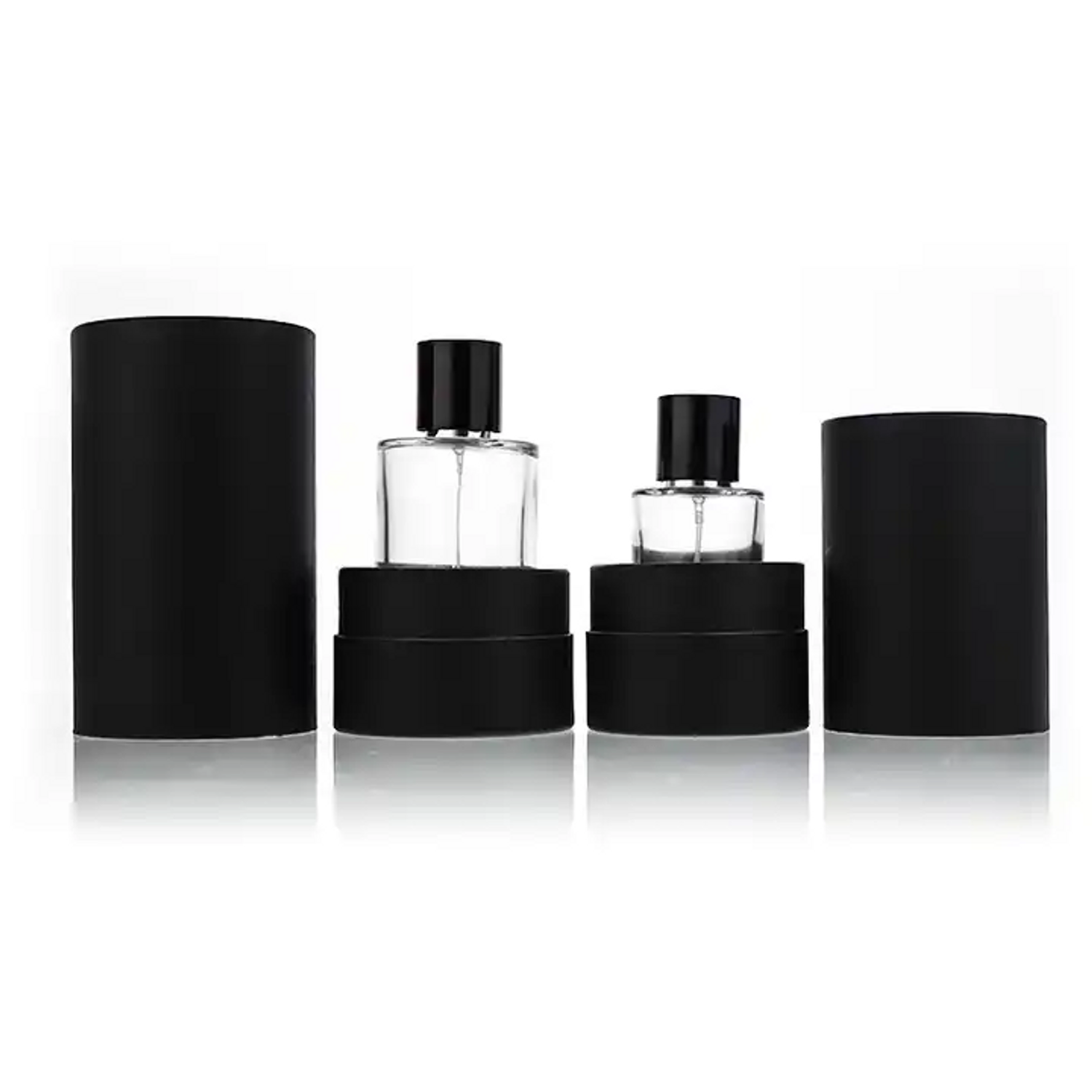 Mattle Black 50Ml 100Ml Perfume Fragrance Cylinder Packaging Round Box Cosmetic Paper Tube  With EVA Insert