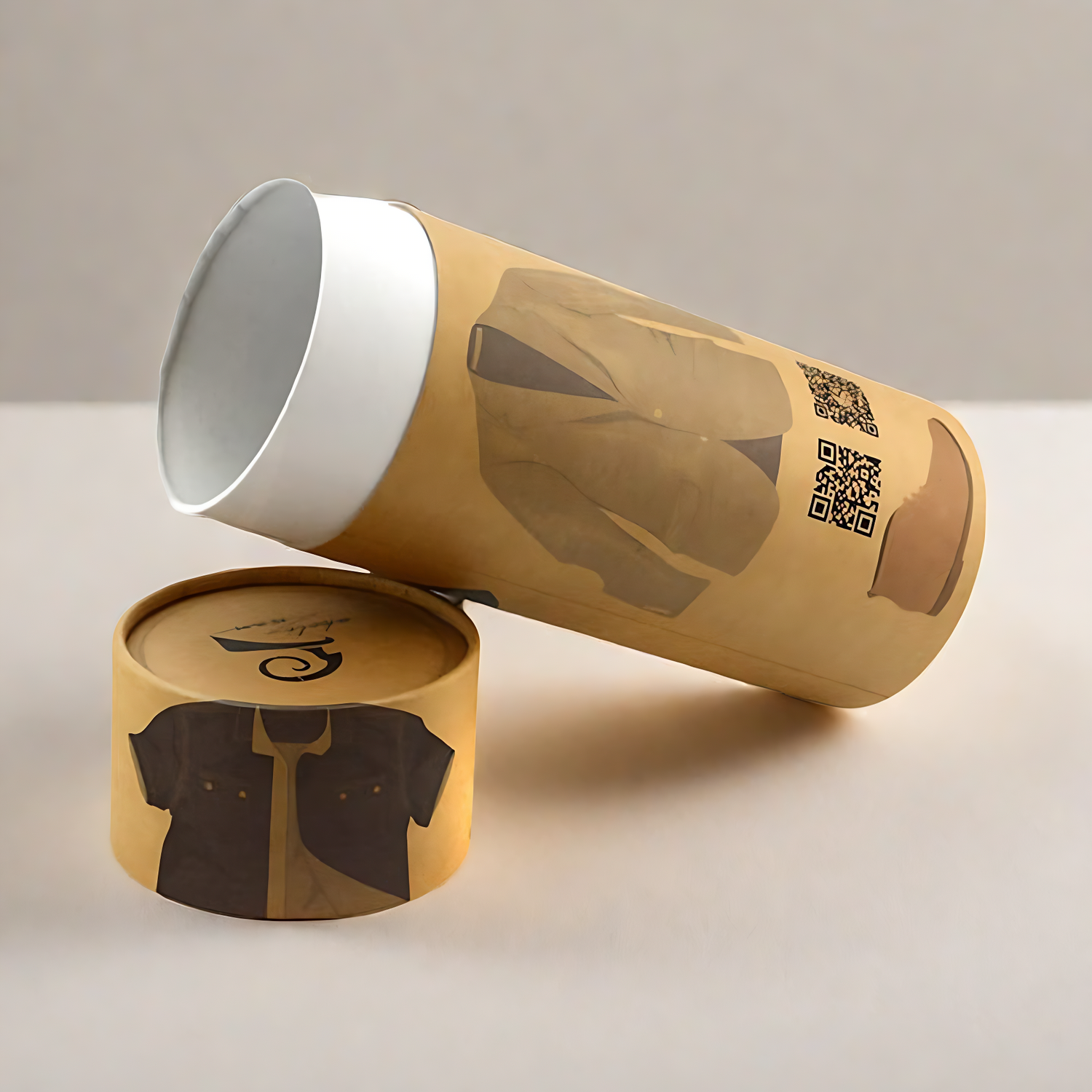 Natural Brown Kraft T-Shirt Tube Packaging Towel Scarf Clothing Gift Kraft Cylinder Paper Box Container