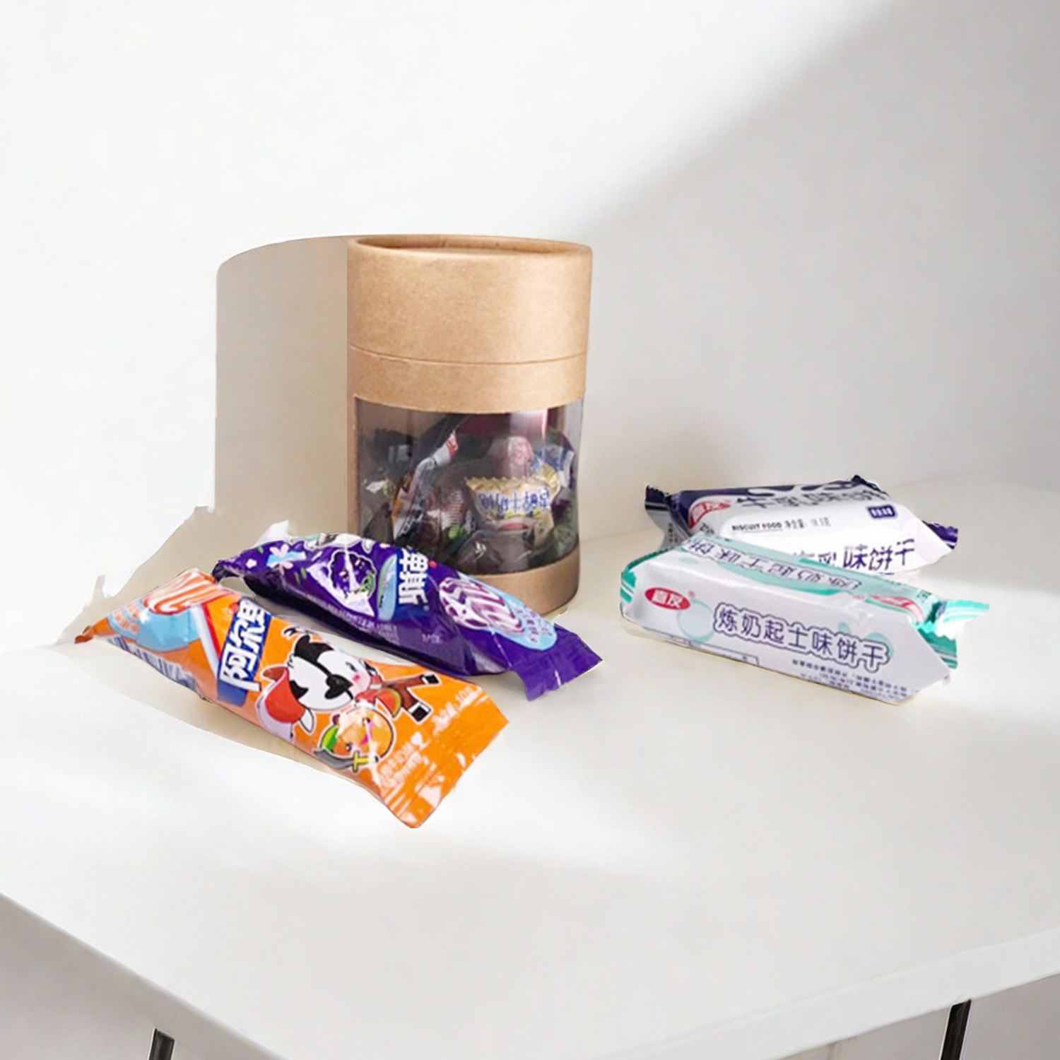 Biodegradable Cylinder Box Kraft Cardboard Snacks Paper Tubes