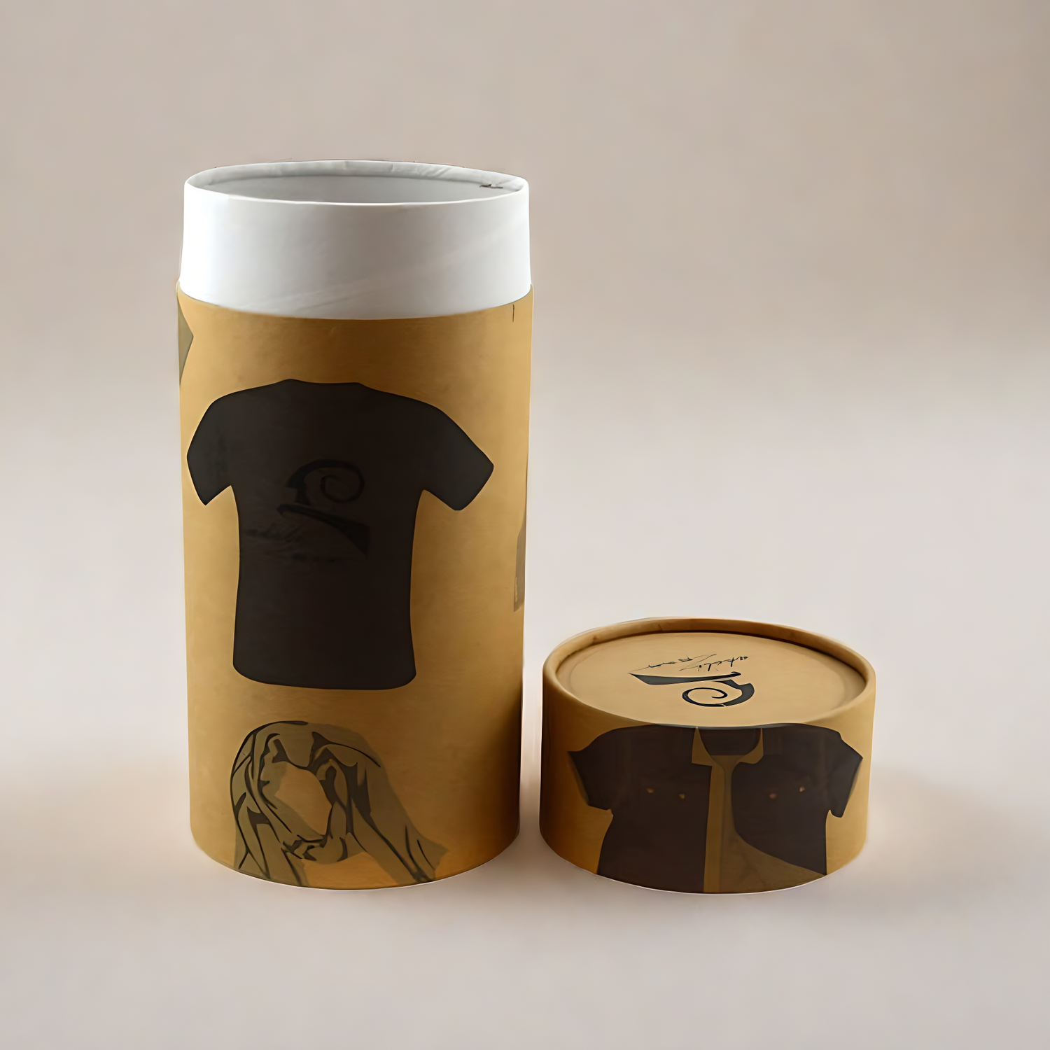 Natural Brown Kraft T-Shirt Tube Packaging Towel Scarf Clothing Gift Kraft Cylinder Paper Box Container