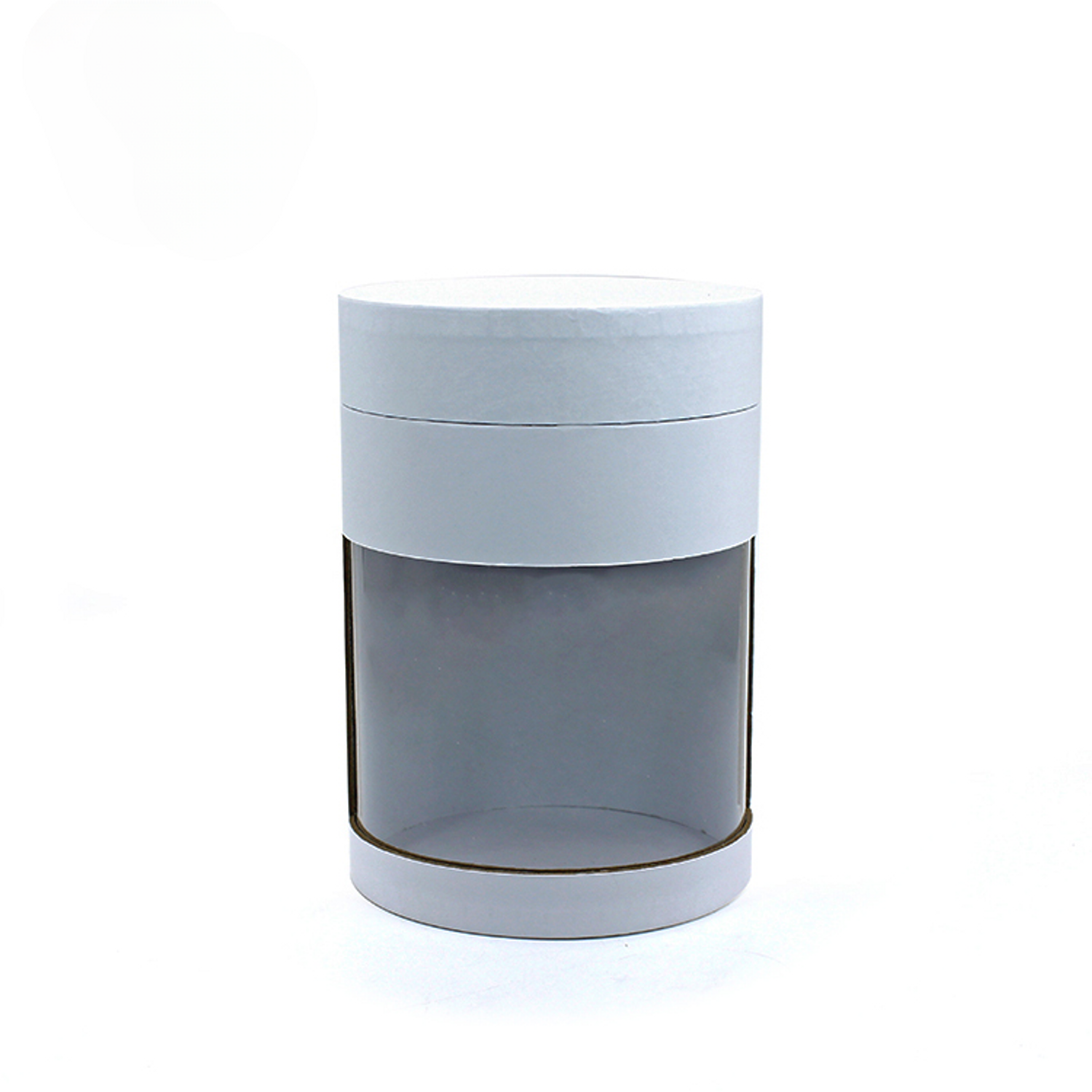 White Cardnoard Wrapping Paper Storage Cylinder Box With Pvc Windows