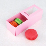 Custom Printed Paper Gift Drawer Box Pull Out Style With PVC Window For Macaron