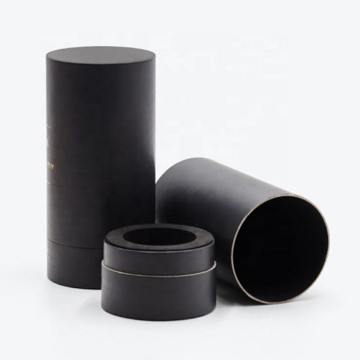 Mattle Black 50Ml 100Ml Perfume Fragrance Cylinder Packaging Round Box Cosmetic Paper Tube  With EVA Insert