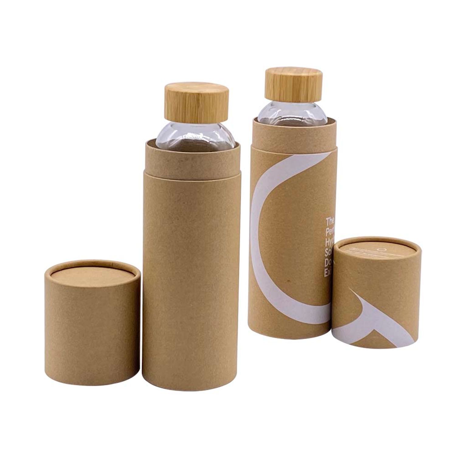 Custom Cylinder Shaped Kraft Paper Glass Bottle Packaging Gift Round Tube